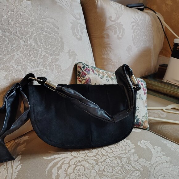 Sergio Rossi handbag Black Leather bag Horse shoe Hobo (SR1110) - Picture 2 of 11